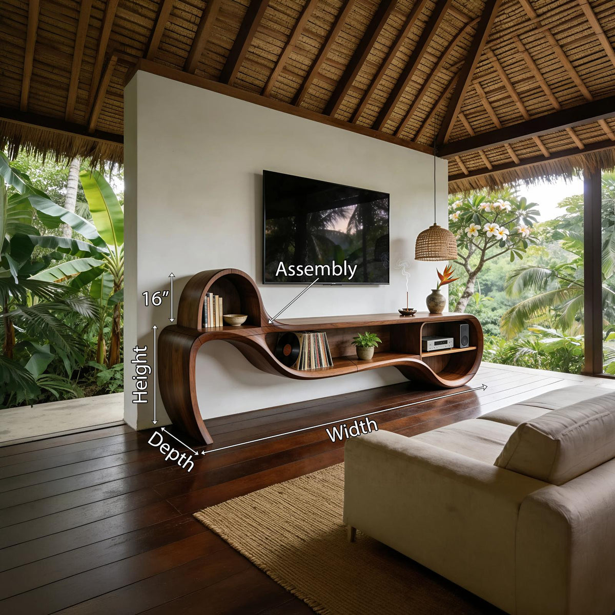 Modern Floating TV Console, Wall-Mounted Wooden Media Cabinet Entertainment Center