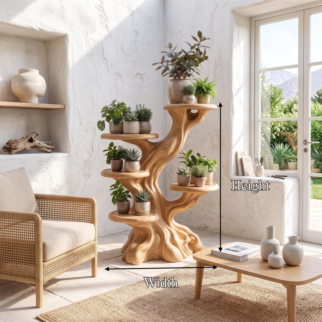 Rustic Sculptural Tree Plant Stand Multi Tier Display For Living Room SINLSAPT007