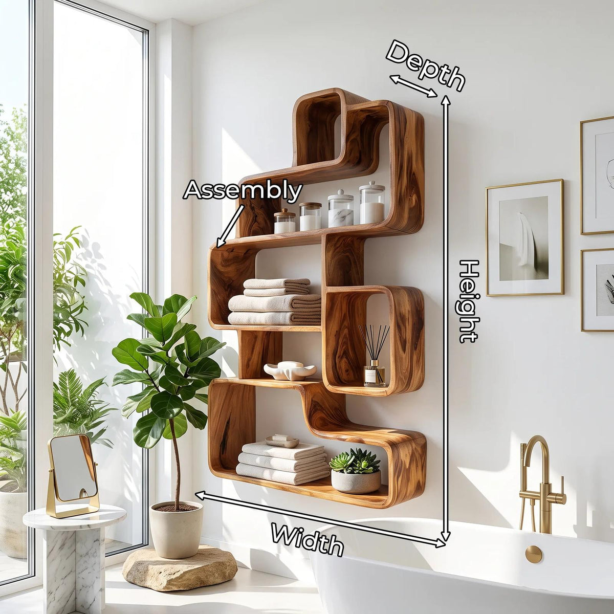 Farmhouse Wall Mounted Wood Shelves for Laundry Room