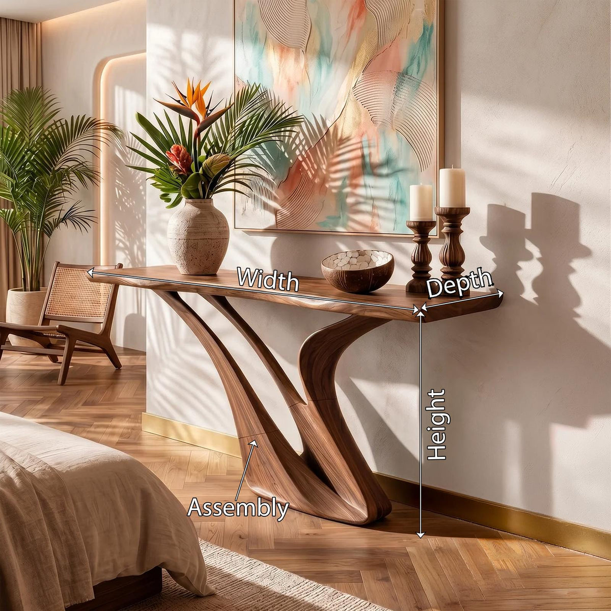Organic Wing Base Console Table Modern Entryway