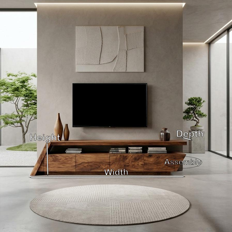 Modern Geometric TV Stand, Mid Century Wooden Media Console Credenza for Living Room Entertainment Center