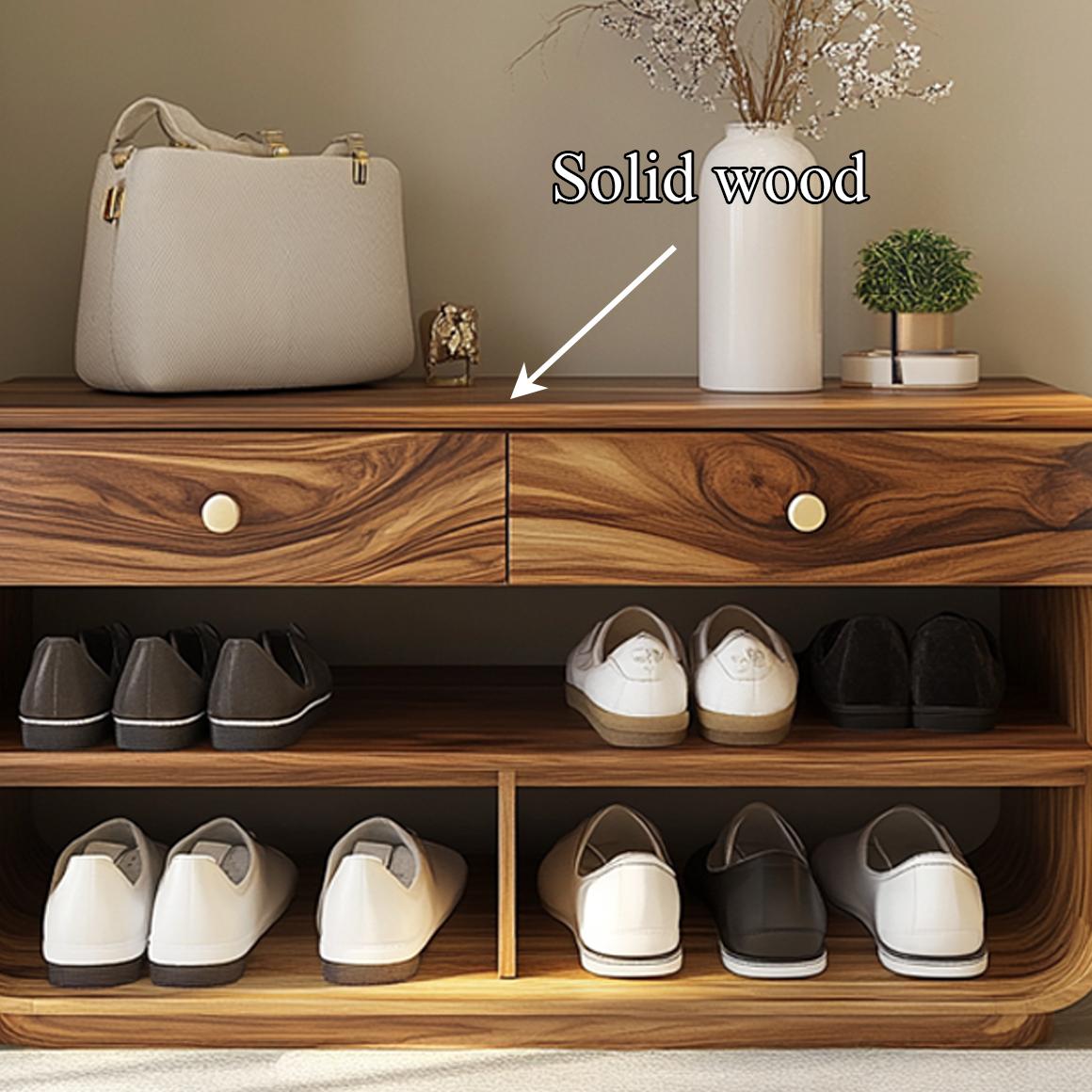 Scandinavian Minimalist Shoe Storage Bench, Sleek Solid Wood Entryway Cabinet Organizer for Hallway, Living Room
