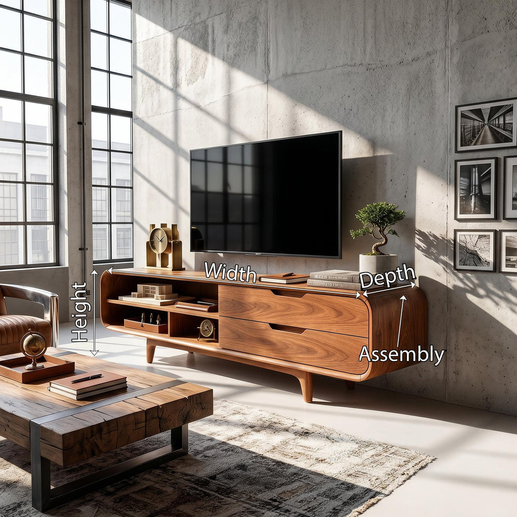 Luxury Walnut TV Cabinet & Media Console, Elegant Master Suite TV Stand with Storage Cupboards, Solid Wood