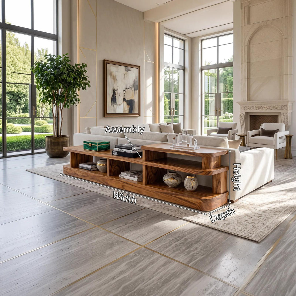 Organic Open Shelf Console For Modern Living Room