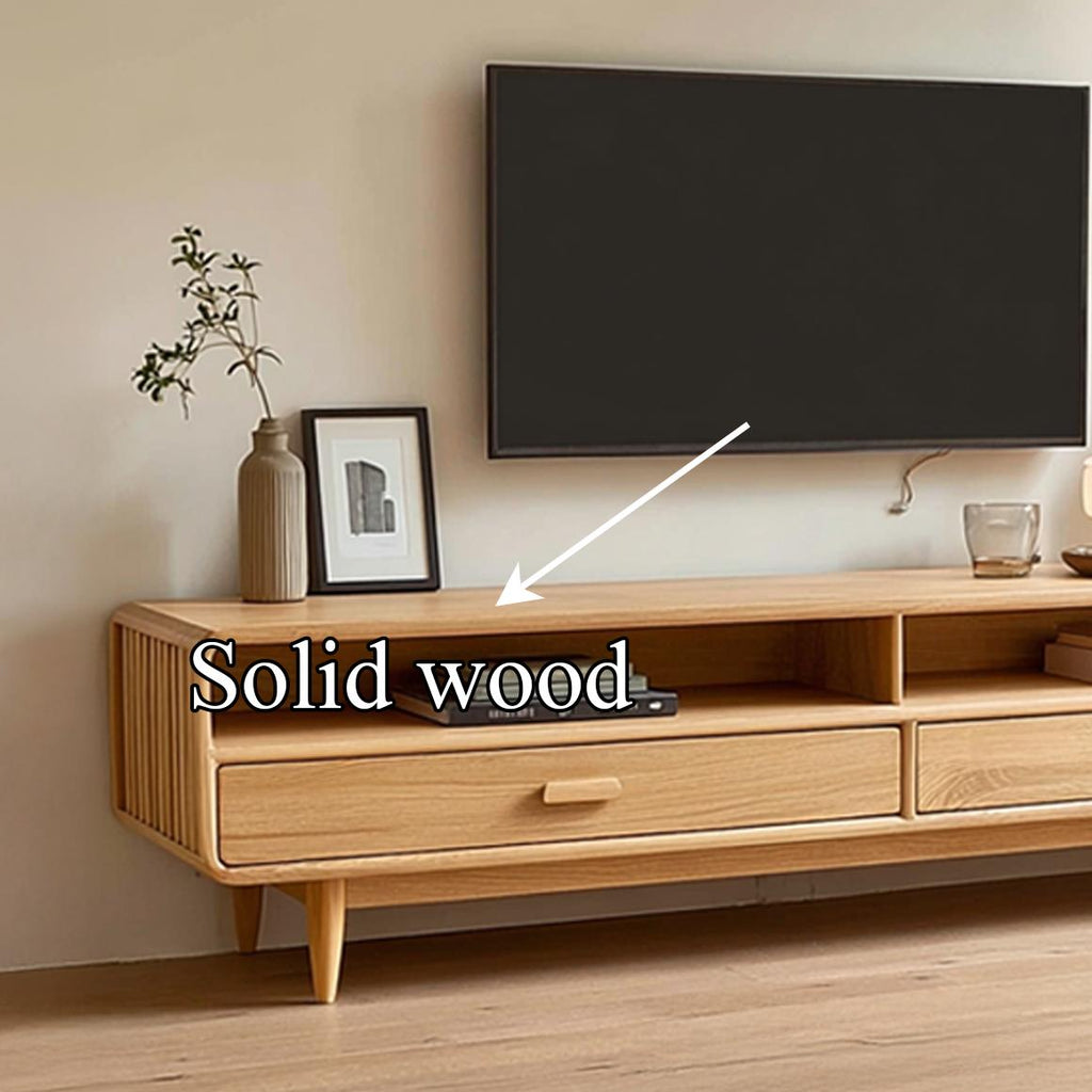 Mid-Century TV Cabinet, Modern Solid Wood Media Console, Low Profile Television Stand for Living Room