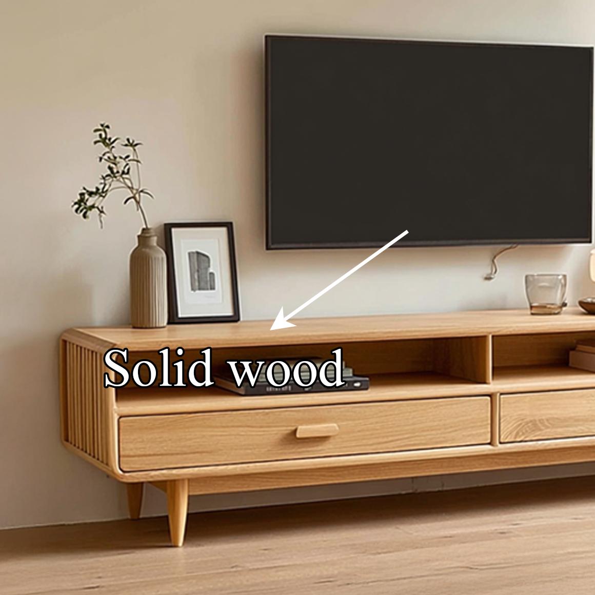 Mid-Century TV Cabinet, Modern Solid Wood Media Console, Low Profile Television Stand for Living Room