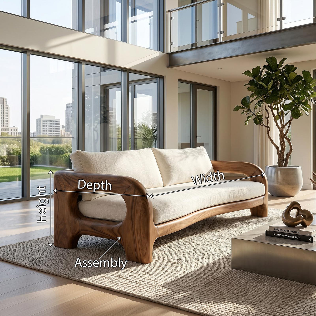 Contemporary Solid Wood Sofa With Architectural Frame For Modern Home SILDTTRSFA013
