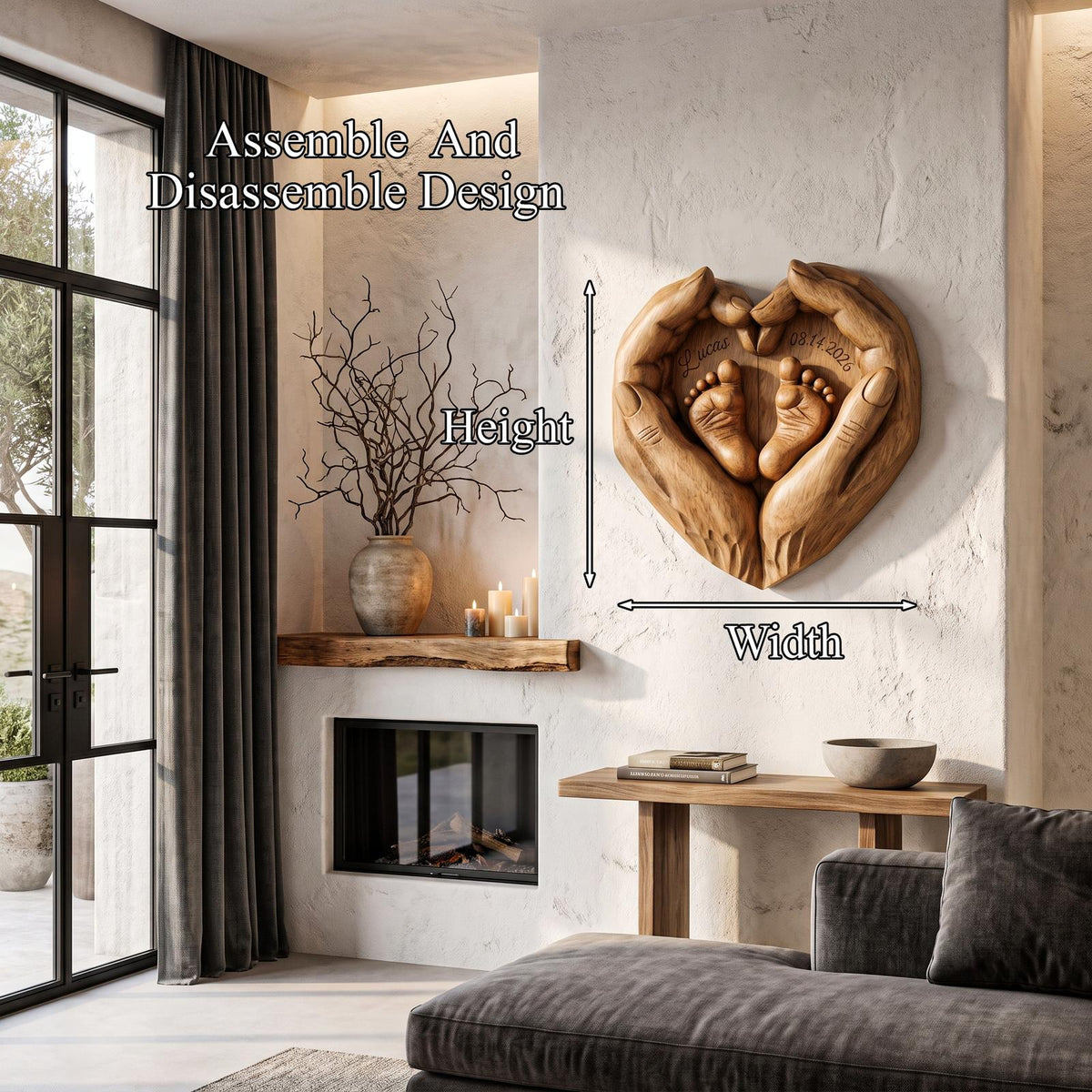 Rustic Baby Birth Keepsake Wall Art With Custom Name Design For Nursery And Baby Room SINLHAWA144
