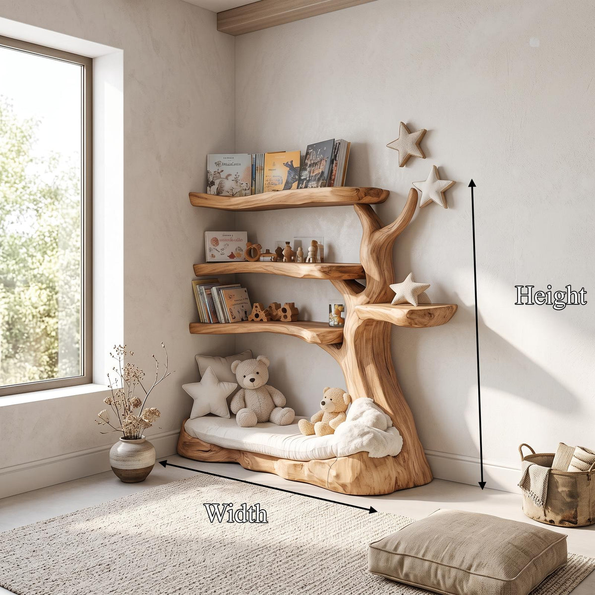 Rustic Tree Bookshelf Nursery Cozy Reading Corner
