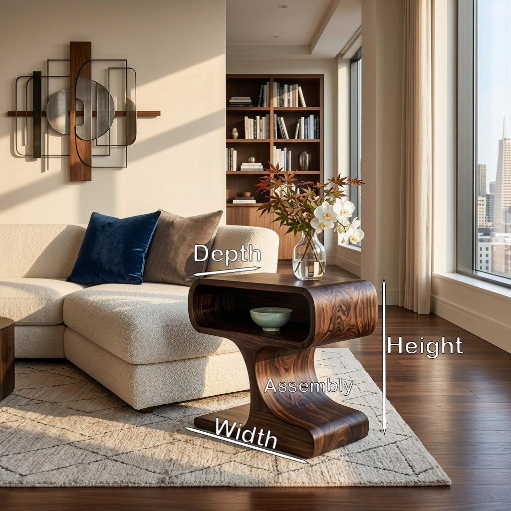 Handcrafted Wooden Side Table, Minimalist Round End Table for Living Room & Bedroom, Natural Finish, Model