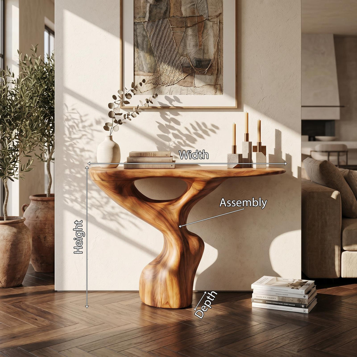 Rustic Solid Wood Accent Console Table, Handcrafted Entryway Hallway Table for Home Interior Design
