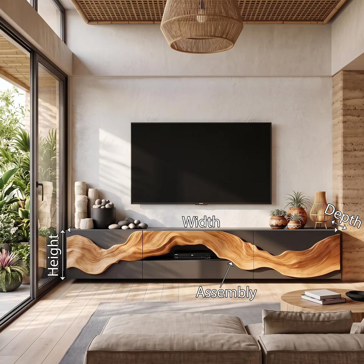 Farmhouse TV Console For Living Room Furniture Decor