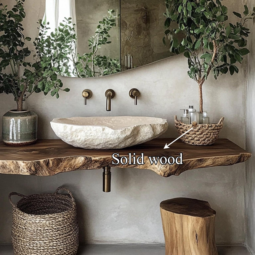 Midcentury Natural Wood Vanity Bathroom