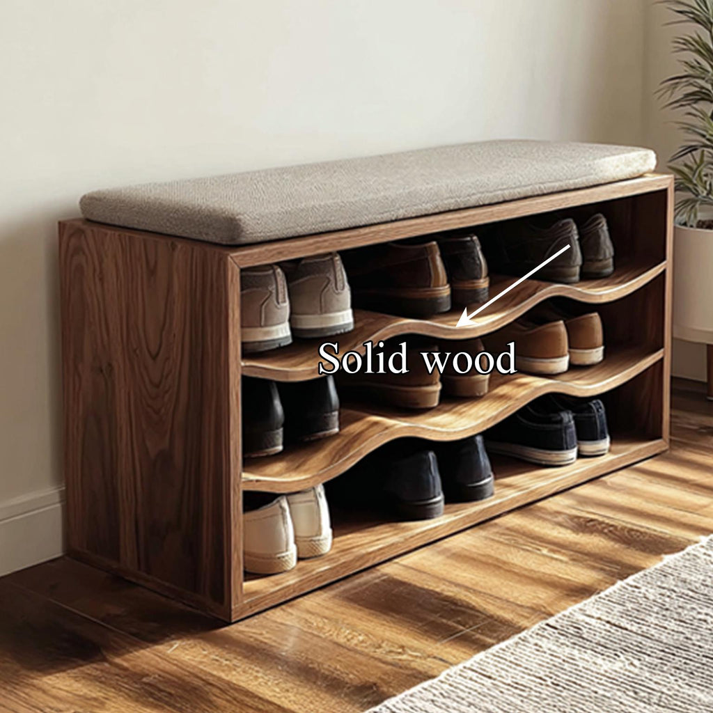 Midcentury Shoe Organizer Bench Entryway