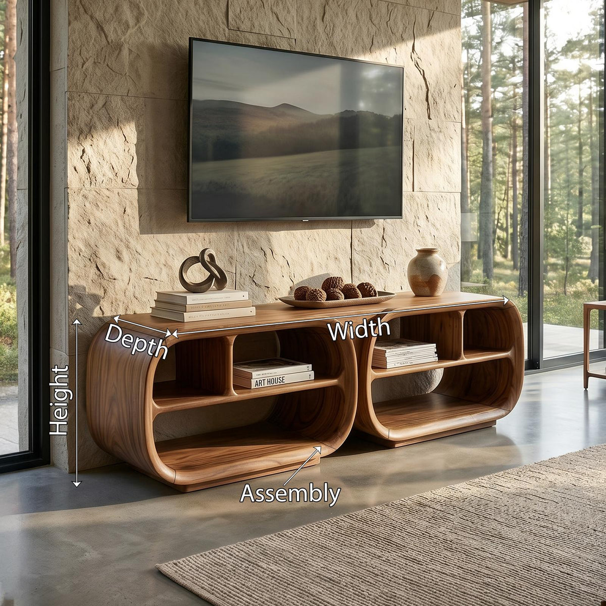 Luxury TV Console Architectural Wood Design