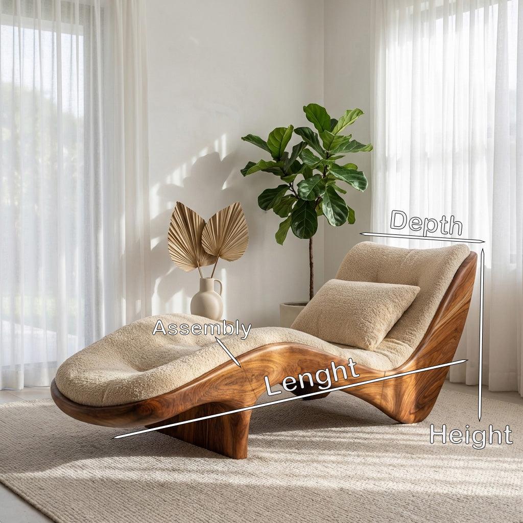Organic Modern Natural Wood Lounge Chair, Relaxing Reading Nook Armchair, Contemporary Accent Seating for Home