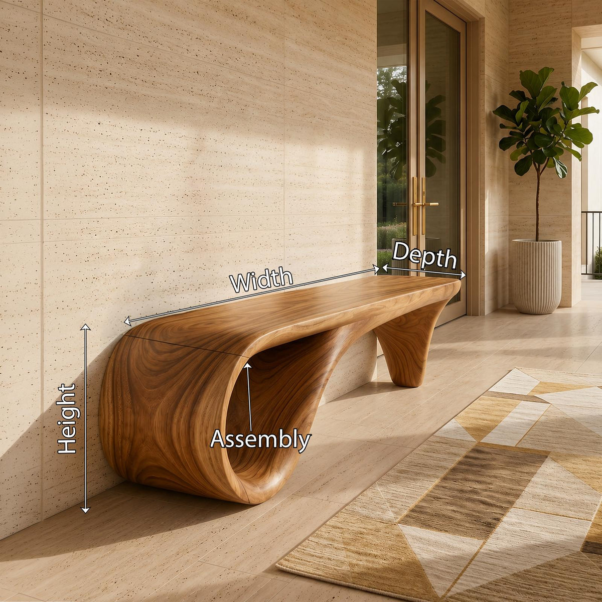 Live Edge Wooden Bench Rustic Interior