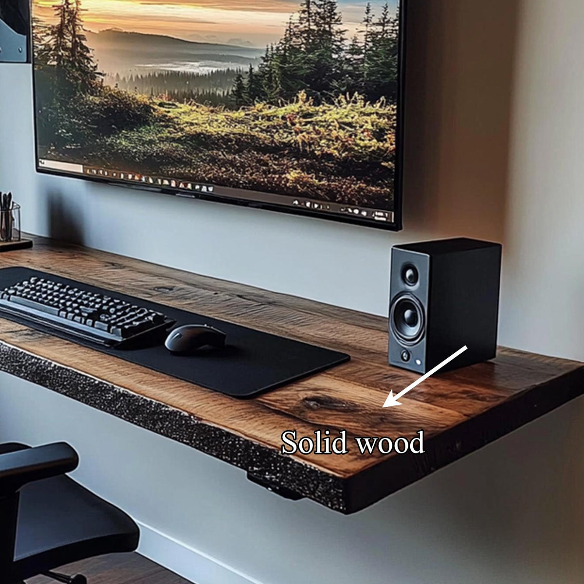Floating Shelf Desk Solid Wood Rustic Style Gift