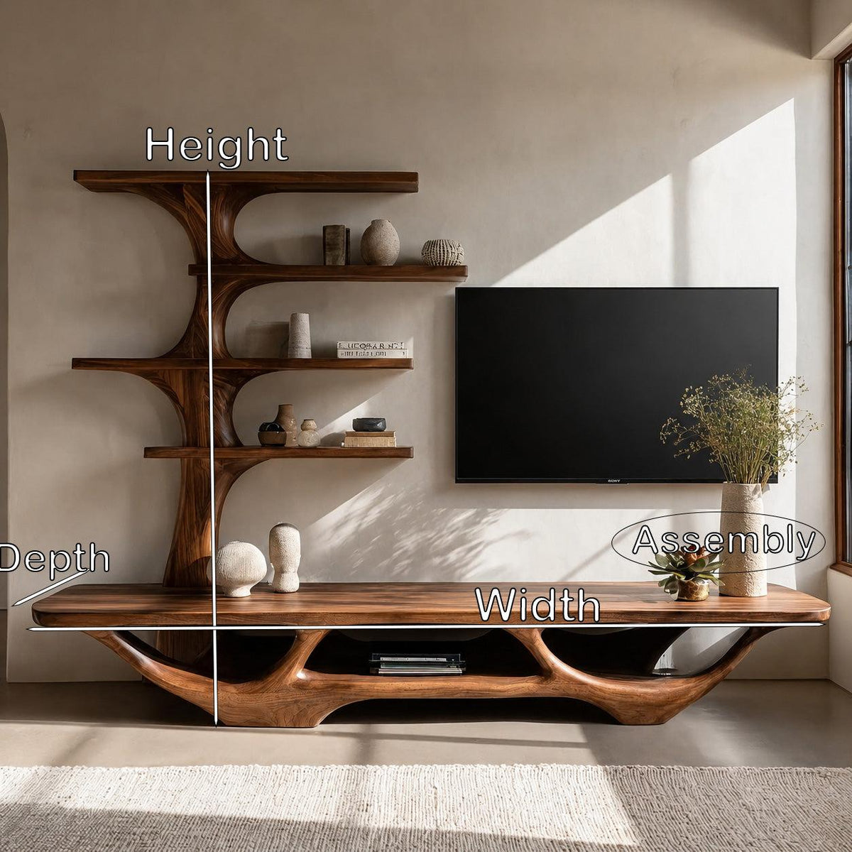 Contemporary Tree Form TV Console For Living Room Decor