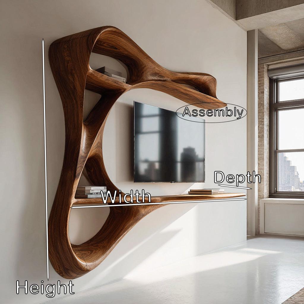 Contemporary Carved Frame TV Console With Integrated Shelves For Home