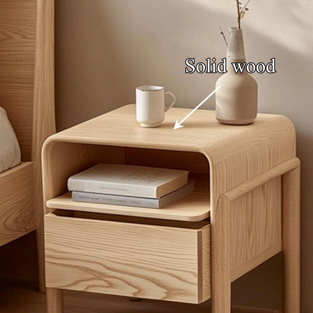 Spry Interior Mid Century Modern Bedside Table, Solid Wood Bedroom Nightstand with Storage Shelf, Rustic Accent End Table, Handcrafted SINLSABT178