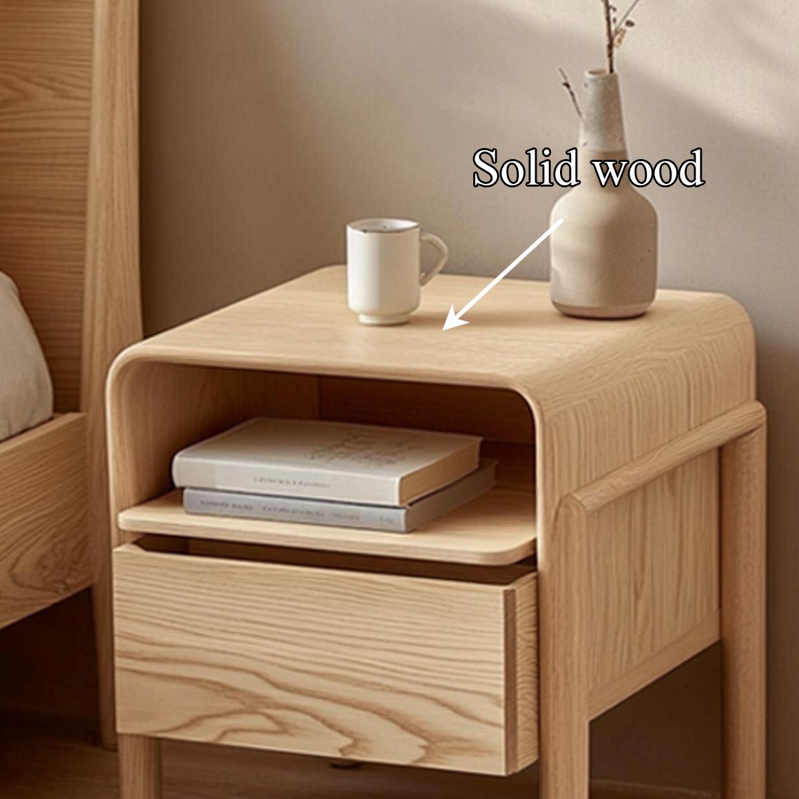 Spry Interior Mid Century Modern Bedside Table, Solid Wood Bedroom Nightstand with Storage Shelf, Rustic Accent End Table, Handcrafted SINLSABT178