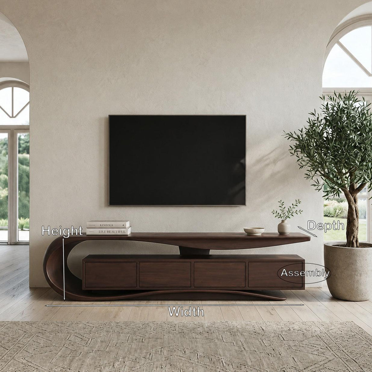 Contemporary Wave TV Console For Living Room