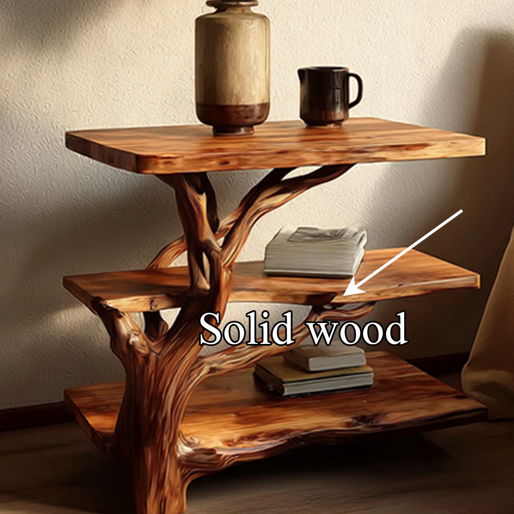 Spry Interior Rustic Tree Slab Bedside Table, Handcrafted Live Edge Wood Nightstand for Bedroom, Natural Accent End Side Table, SINLSABT073
