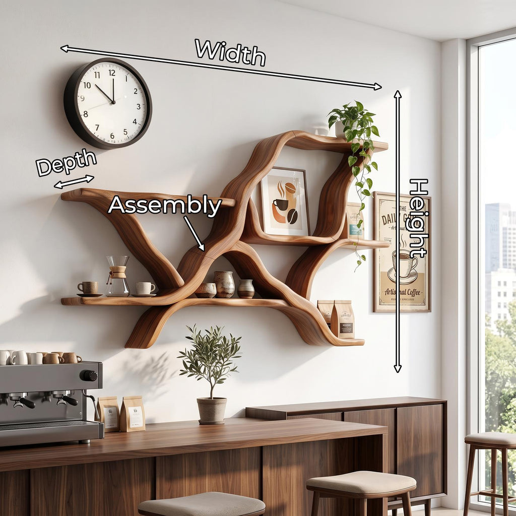 Mid Century Floating Display Shelves for Coffee Bar