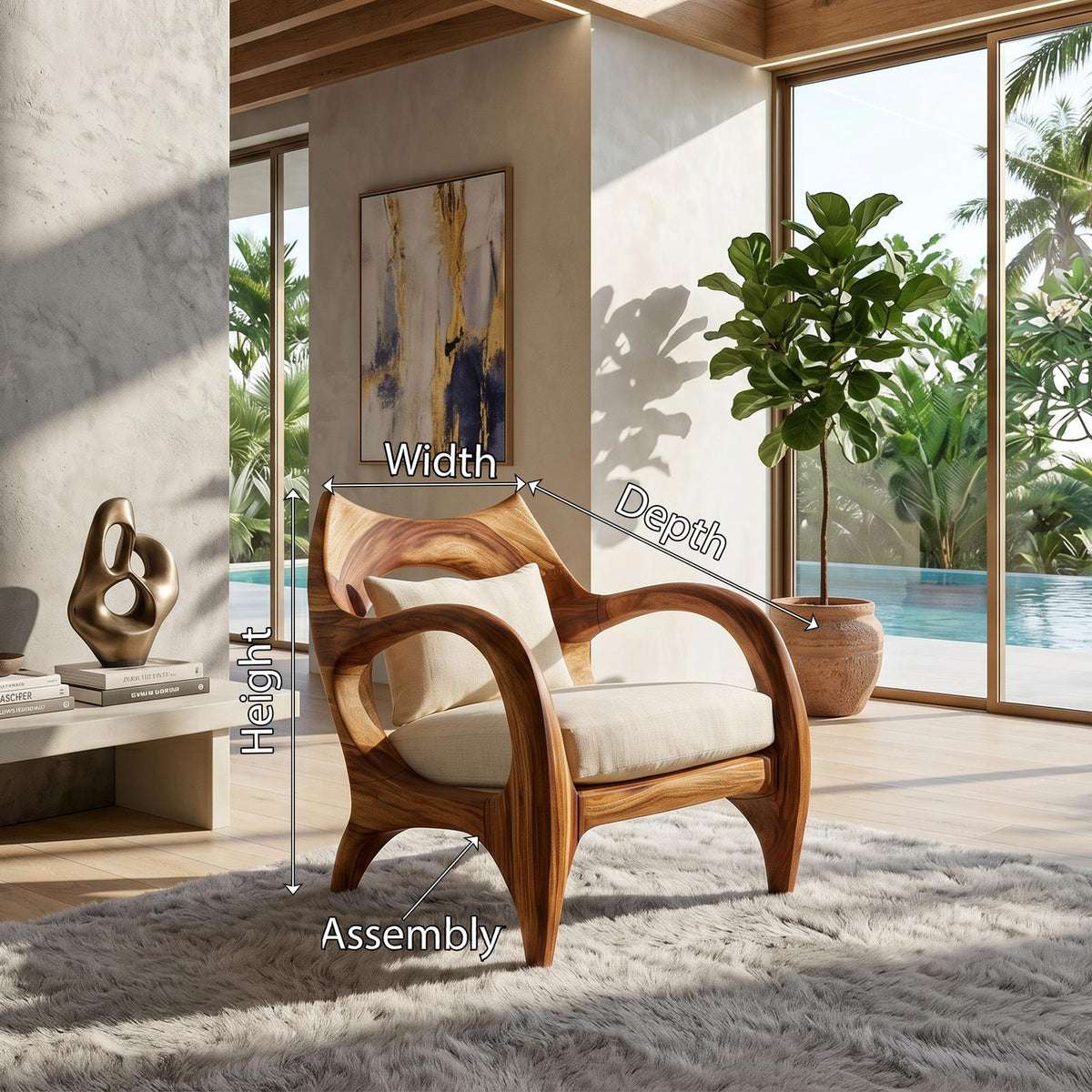 Zen-Inspired Organic Wood Chair for Modern Architectural Interiors SILDTTRCHR027