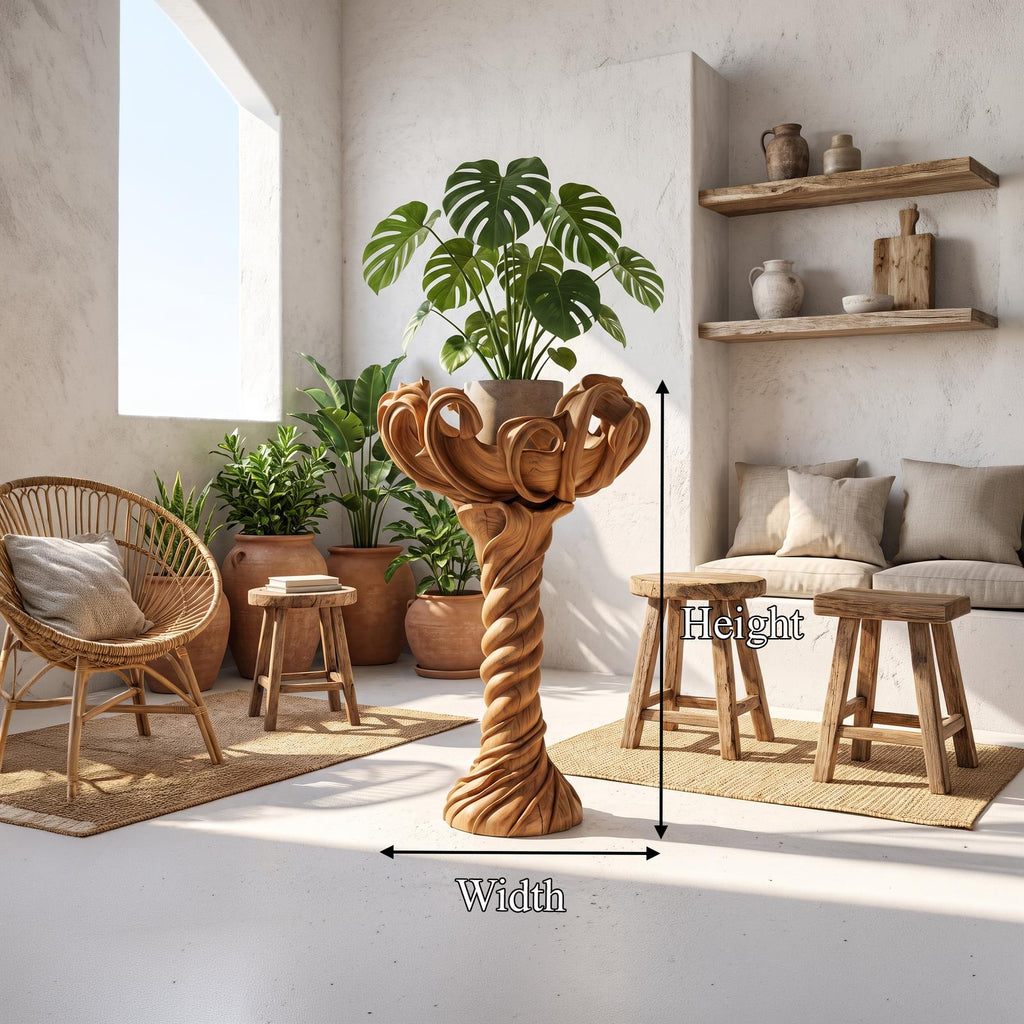 Modern Indoor Plant Stand With Organic Branch Silhouette For Living Room And Office SINLSAPT017