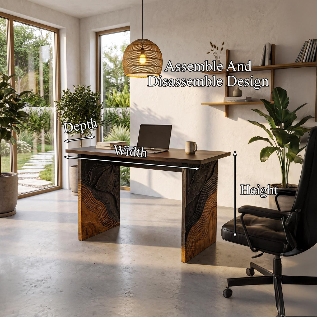 Organic Modern Writing Desk Handcrafted Storage Design For Executive Home Office