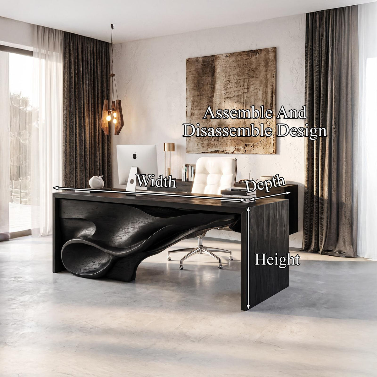 Sculptural Writing Desk Handcrafted Storage Design For Executive Home Office