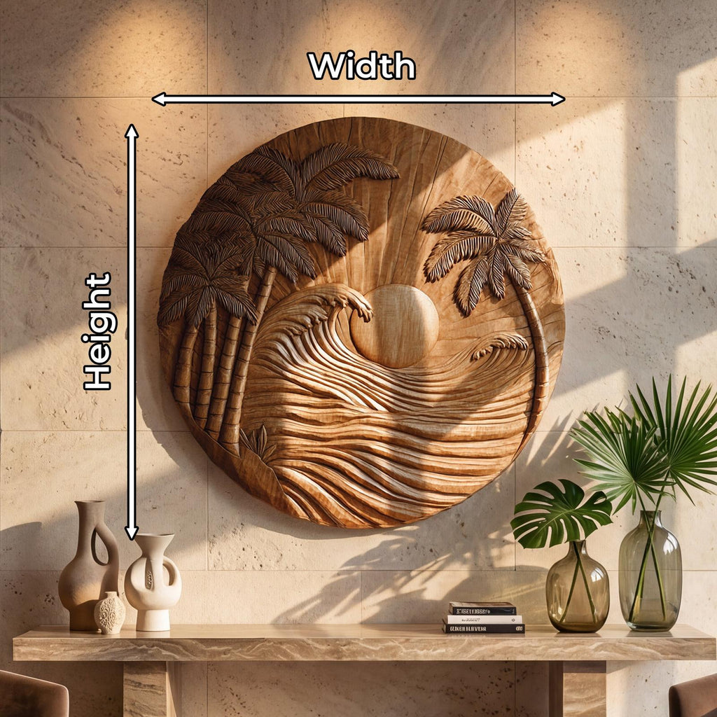 Handcrafted Floral Wooden Wall Sculpture, Carved Flower Mandala Wood Wall Art Decor, Elegant Botanical Ornament for Living Room, SILDTTRWA069