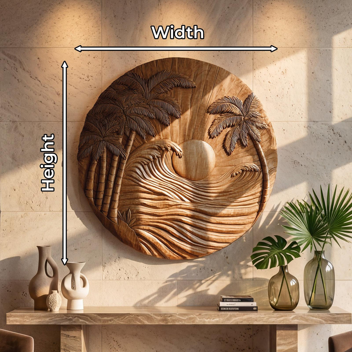 Handcrafted Floral Wooden Wall Sculpture, Carved Flower Mandala Wood Wall Art Decor, Elegant Botanical Ornament for Living Room, SILDTTRWA069