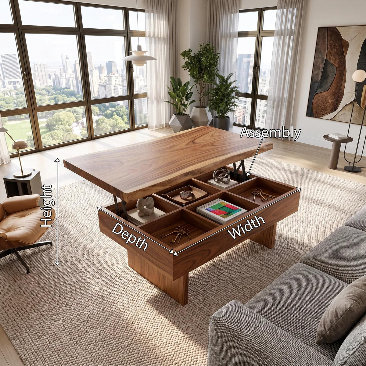 Contemporary Storage Lift Top Coffee Table City Apartment