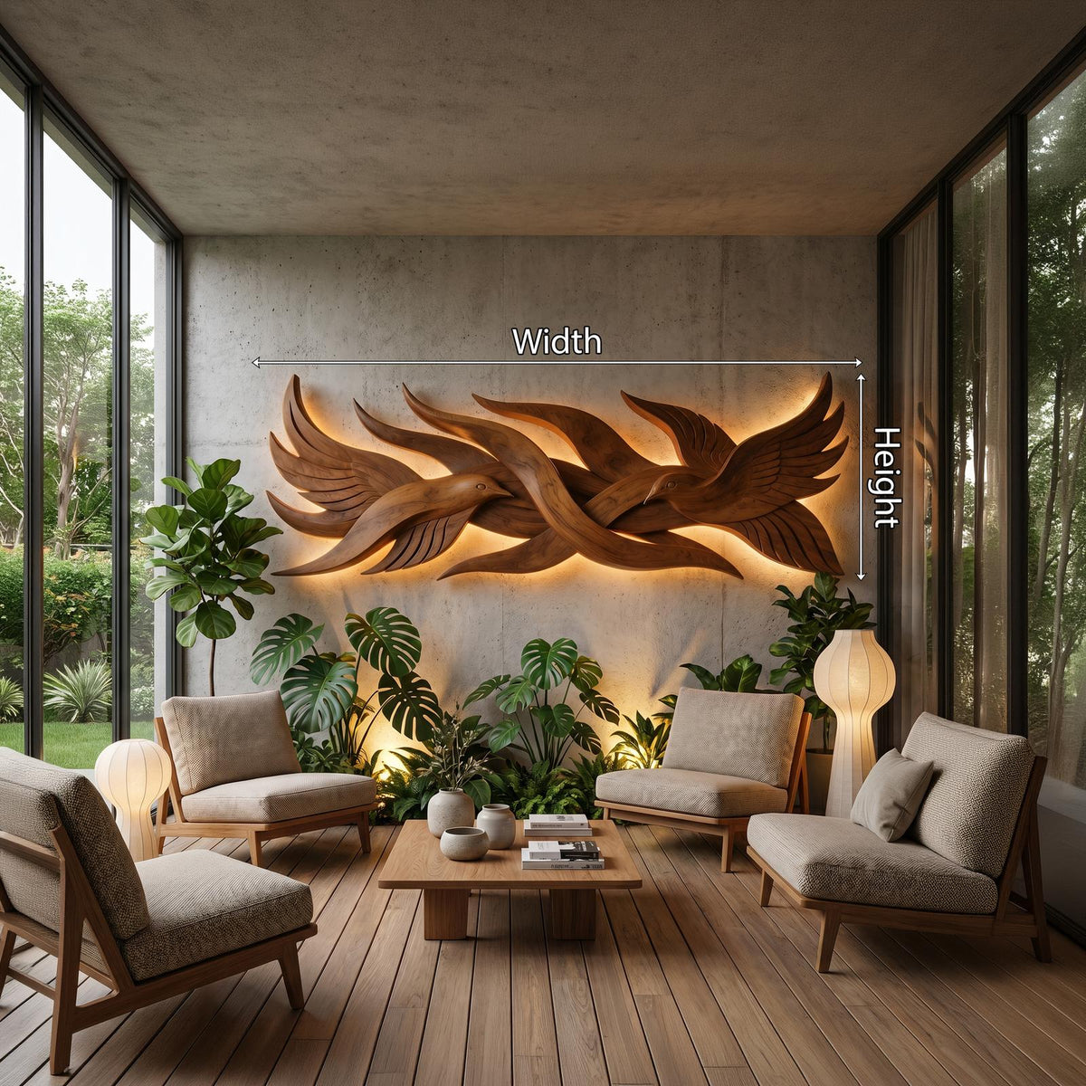 Contemporary Organic Wood Wall Decor, Abstract Sculptural Wall Art Panel for Staircase Landing and Hallway