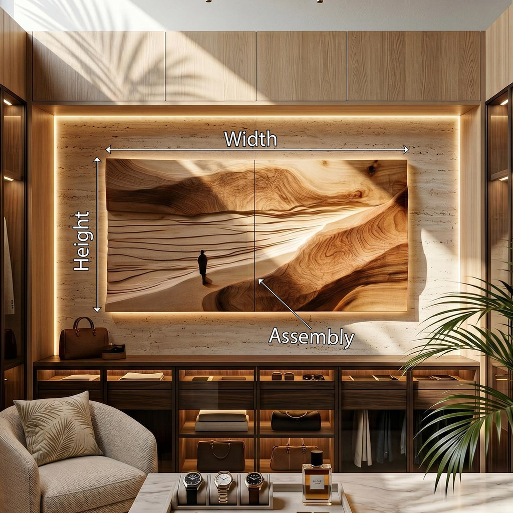 Minimalist Sand Dune Wood Wall Art, Handcrafted 3D Wave Wooden Panel Sculptures for Neutral Modern Living Room