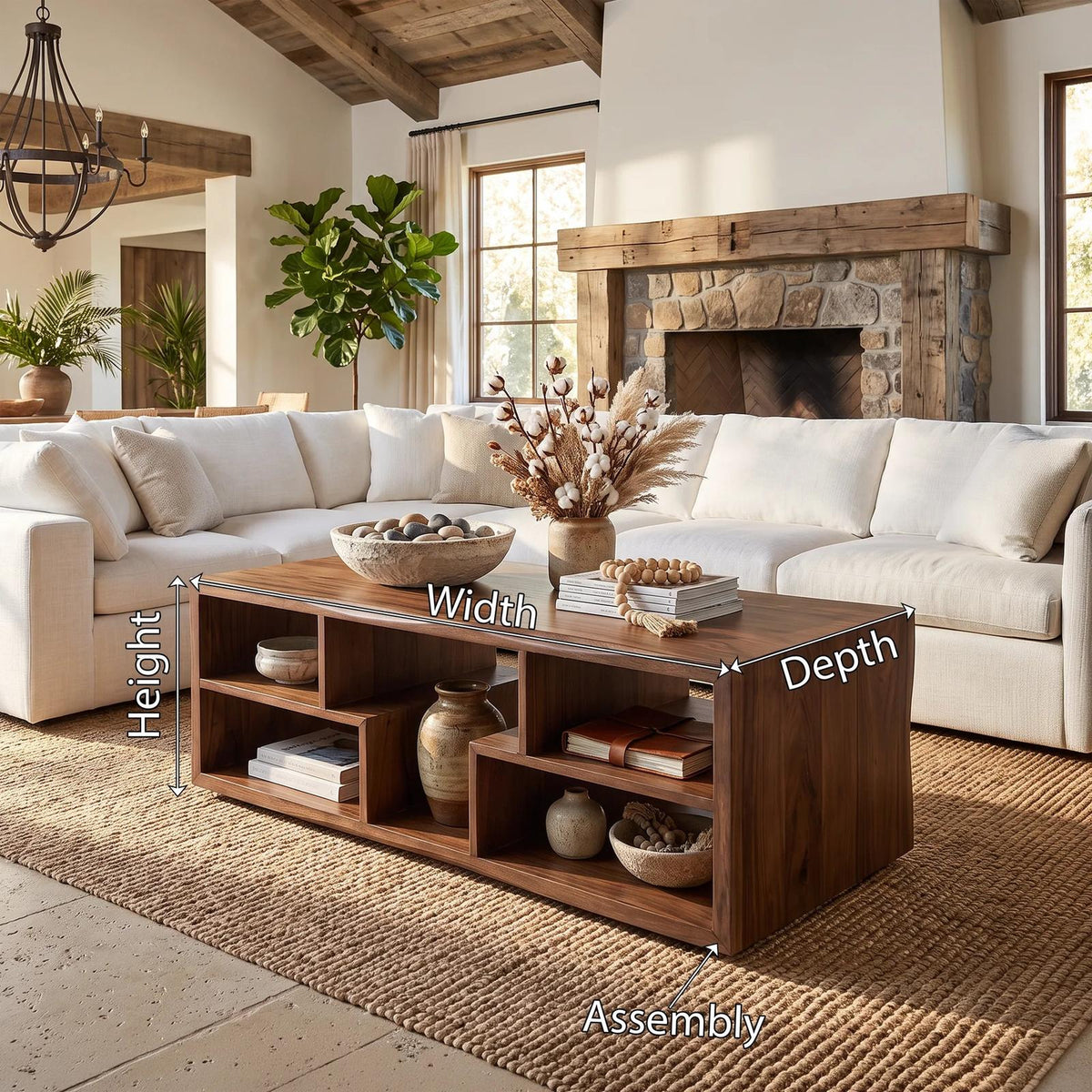 Rustic Storage Coffee Table Modern Farmhouse