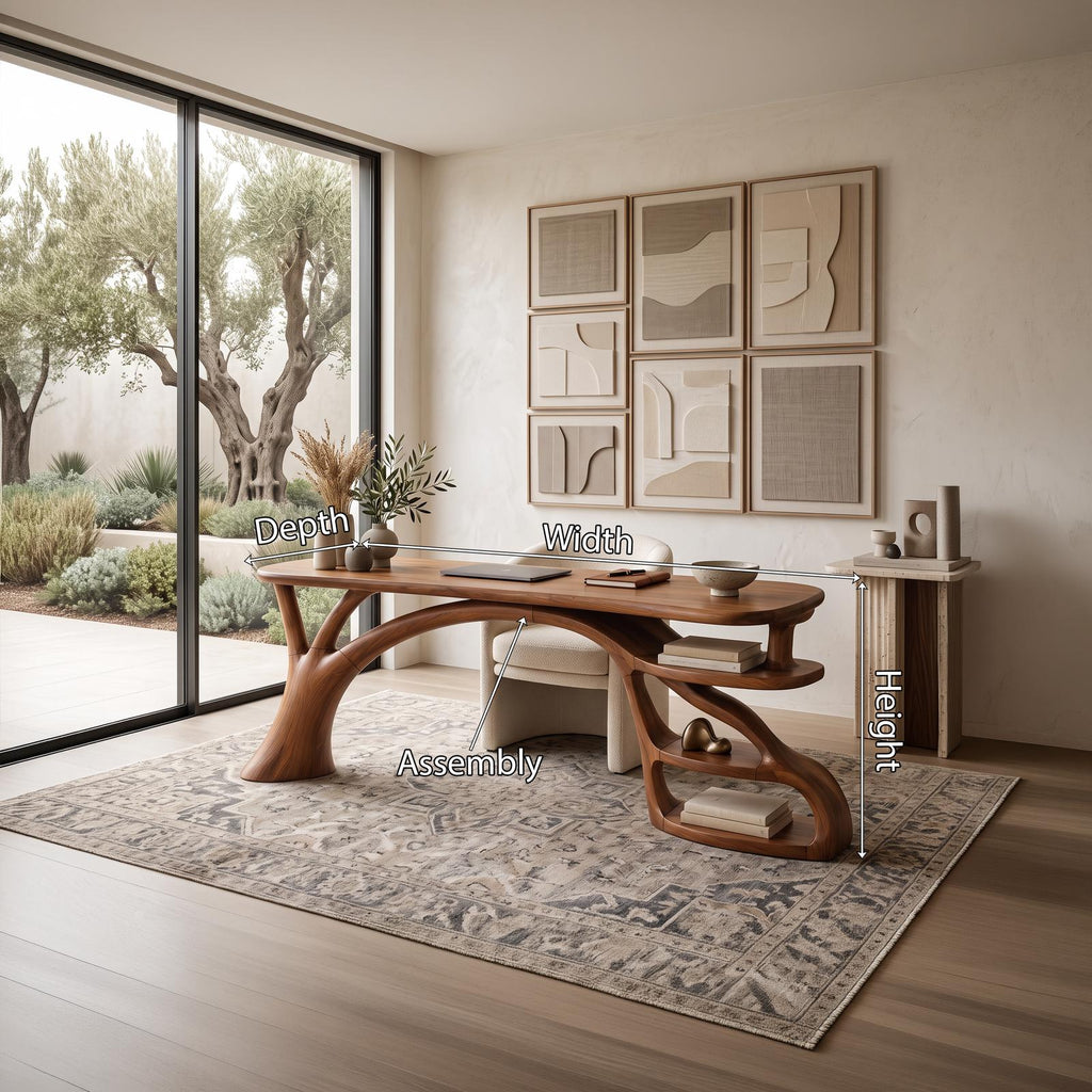 Rustic Curved Leg Writing Desk Home Office