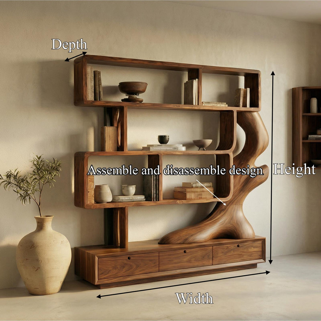 Contemporary Wooden Bookcase With Storage For Living Room