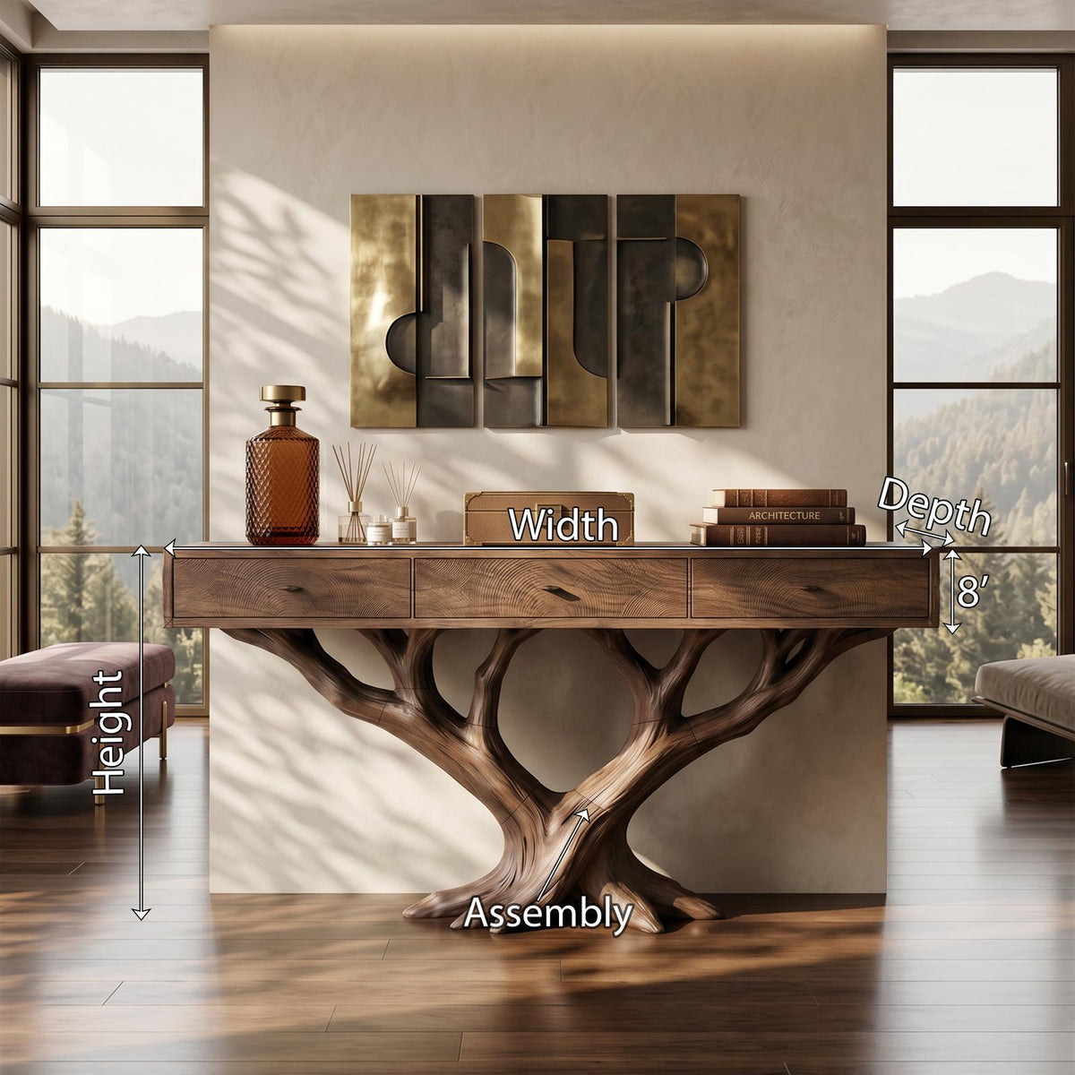 Luxury Branch Base Console Table Designer Residence