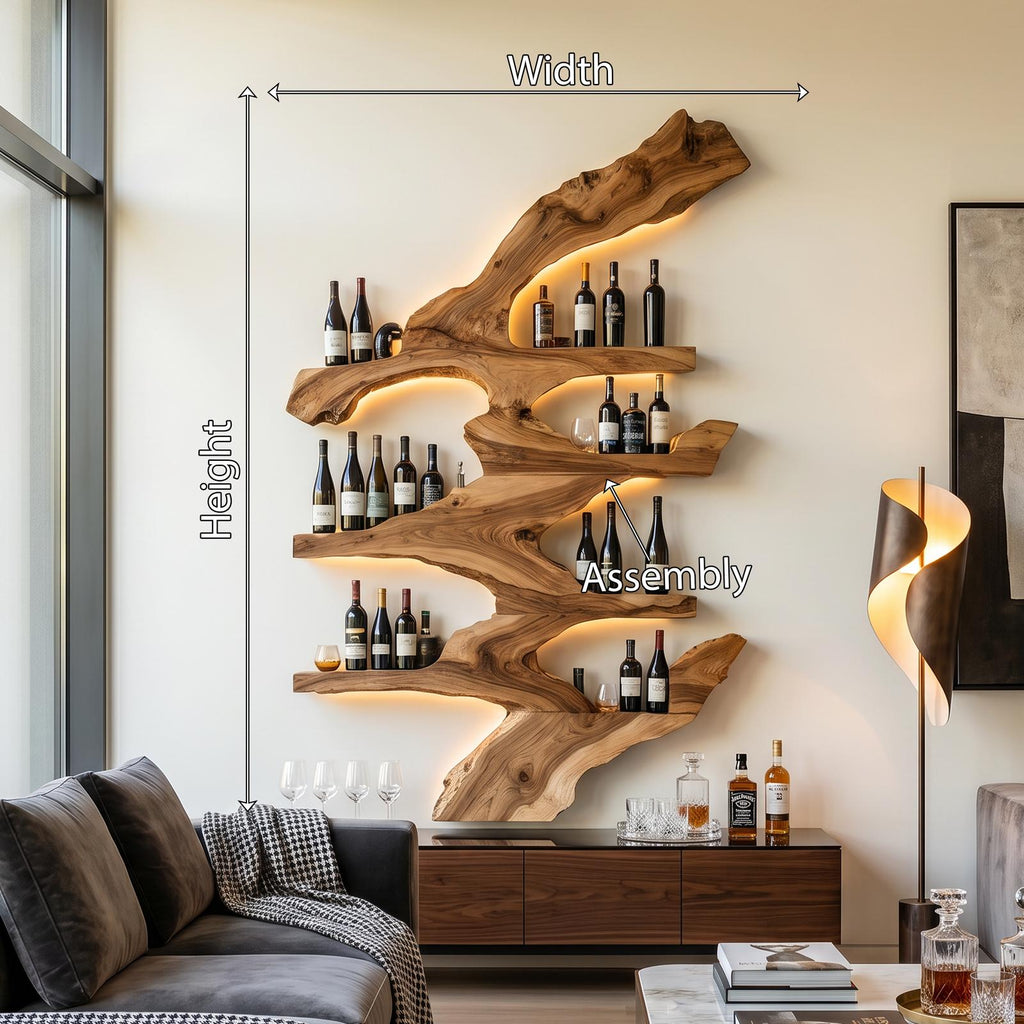 Handcrafted Wooden Wine Stand, Free-Standing Countertop Wine Bottle Rack & Display Holder for Kitchen & Bar