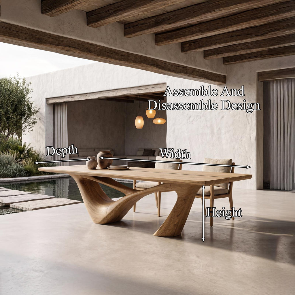 Minimalist Wing Pedestal Dining Table Solid Wood Dining Table For Dining Room