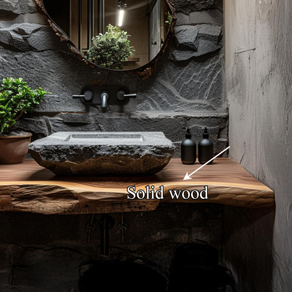 Rustic Floating Shelf Vanity Powder Room