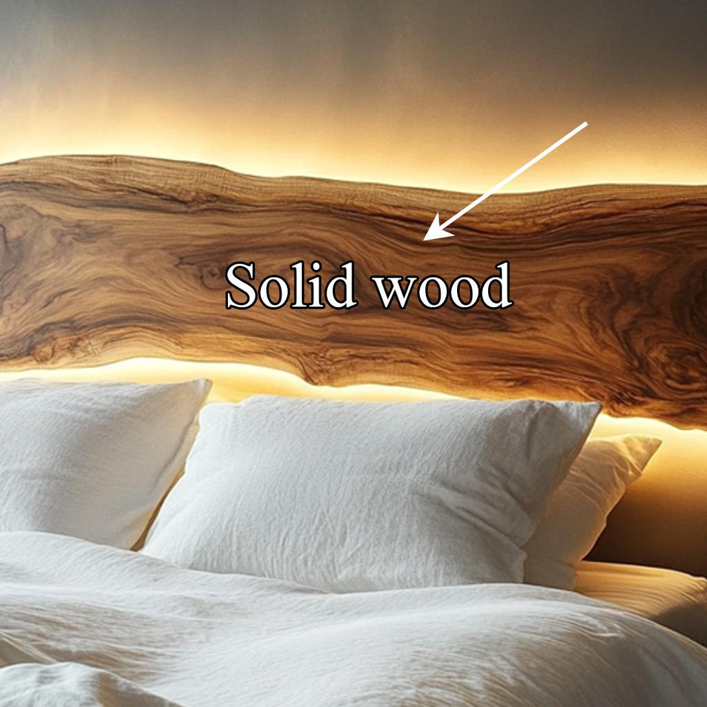 Live Edge Wooden Headboard Solid Wood Bedroom Interior Backlit Design SINLSADH007