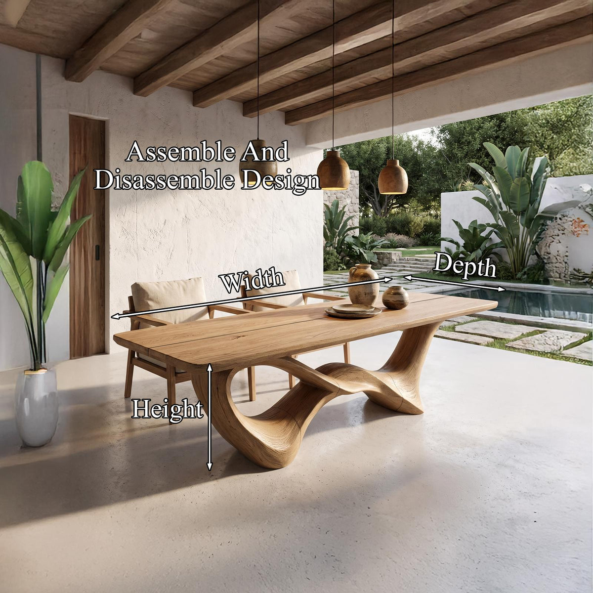 Organic Dining Table With Sculptural Infinity Design For Dining Room And Kitchen