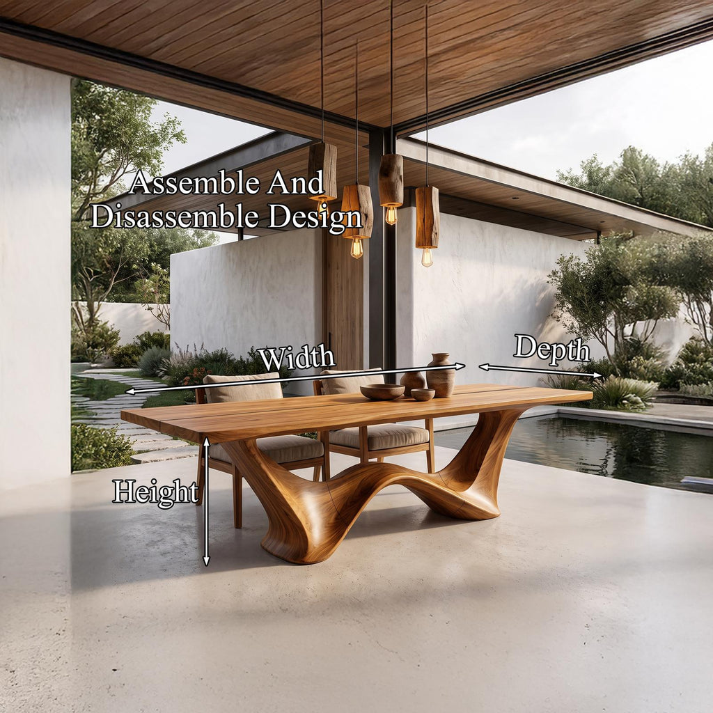 Contemporary Dining Table With Architectural Wave Design For Dining Room And Breakfast Nook