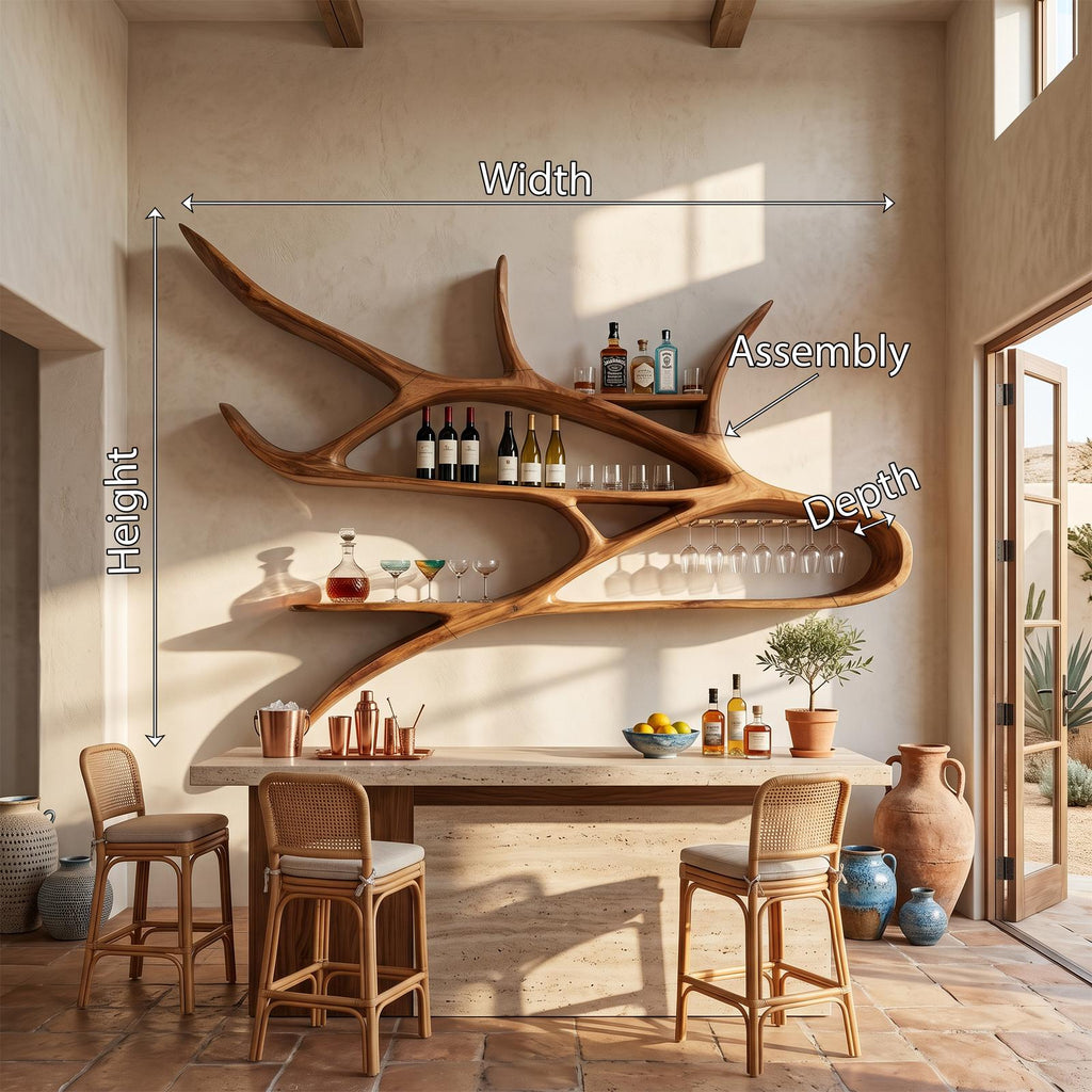Modern Wall Mounted Wine Rack, Floating Solid Wood Bottle Holder & Storage Showcase for Studio Apartment & Bar