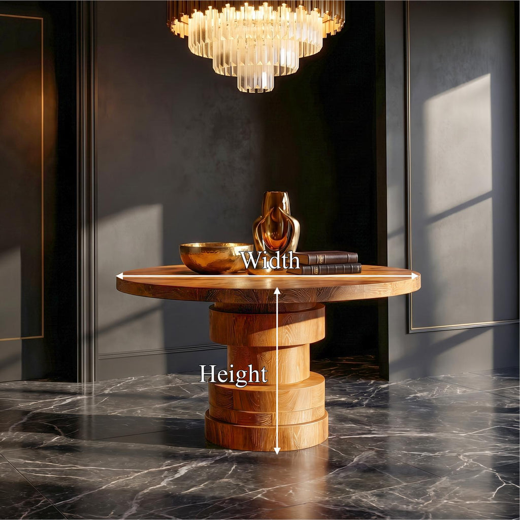 Modern Sculptural Round Foyer Table For Entryway And Living Room